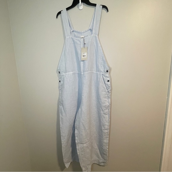 POETRY Pale Chambray Wide Leg Linen Jumpsuit Size US14 NWT